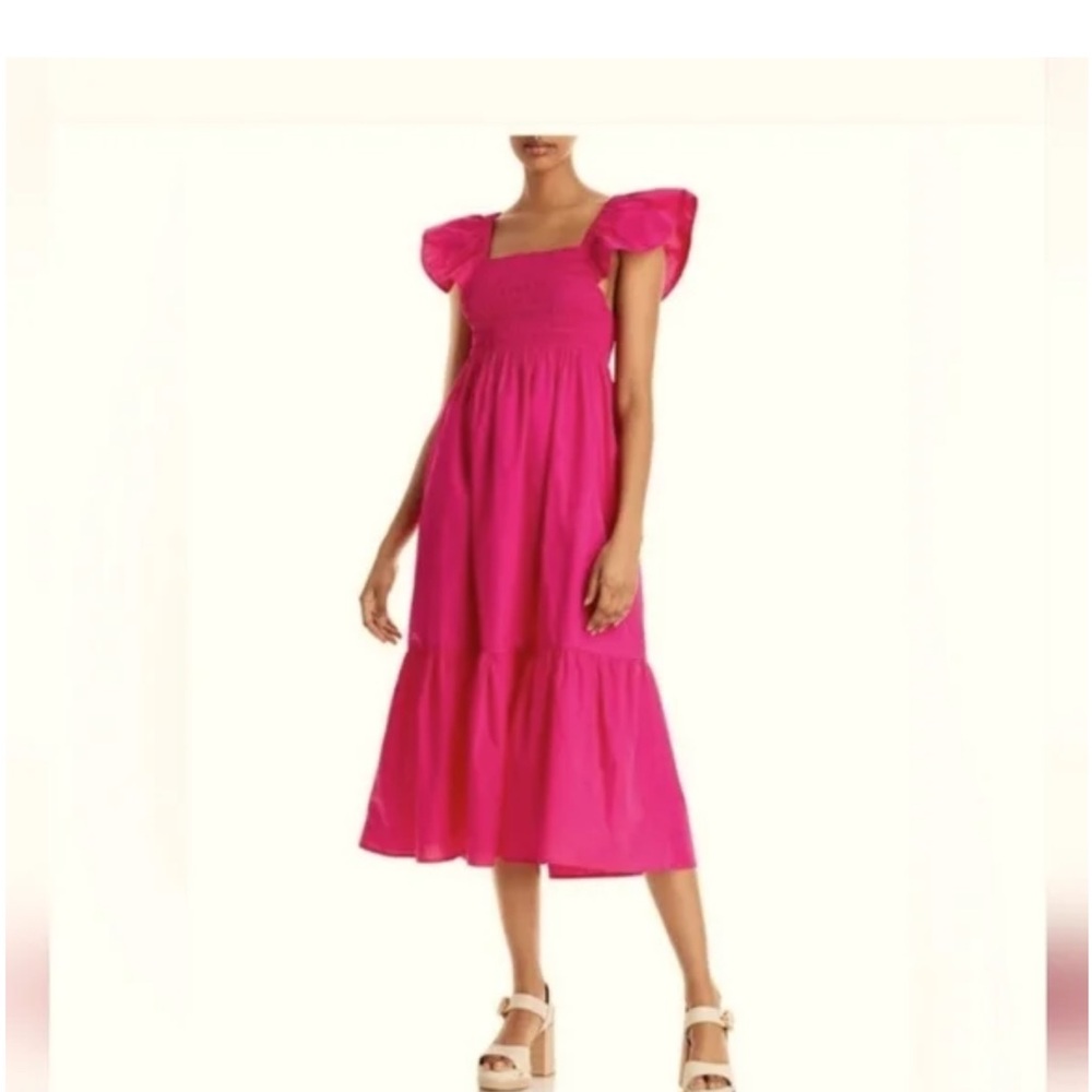 Jason Wu Pink Puff-Sleeve Midi Dress